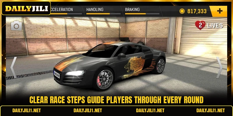 Clear race steps guide players through every round