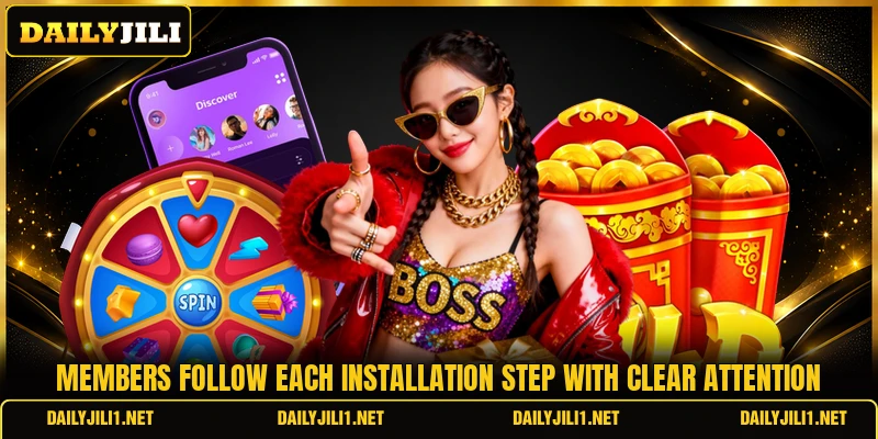 Members follow each installation step with clear attention