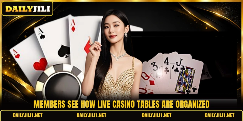 Members see how live casino tables are organized
