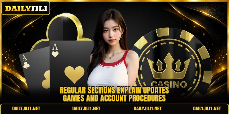 Regular sections explain updates games and account procedures