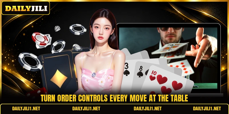 Turn order controls every move at the table